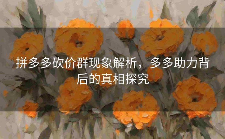 拼多多砍价群现象解析，多多助力背后的真相探究