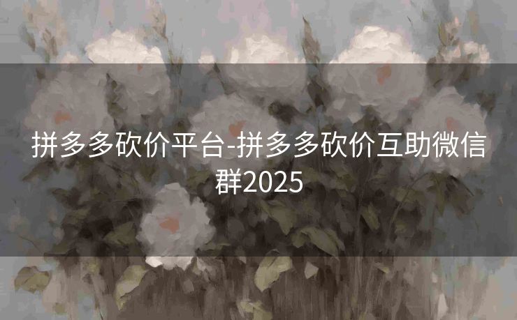 拼多多砍价平台-拼多多砍价互助微信群2025