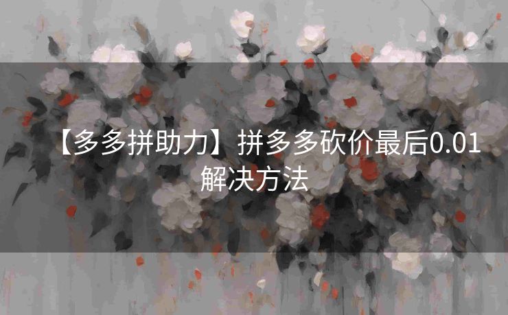 【多多拼助力】拼多多砍价最后0.01解决方法